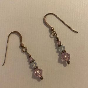 Pink and clear beaded earrings